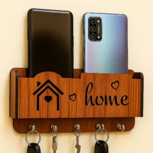 Wood Key Holder (5 Hooks, Brown)