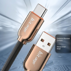 Hitage Premium USB to Type-C Fast Charging Cable | Durable Metal Build | High-Speed Data Sync (Black)
